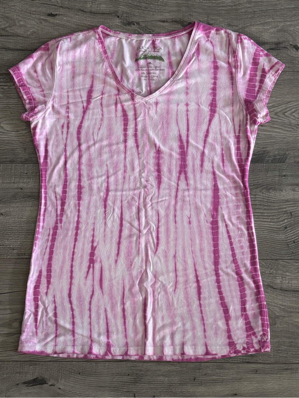 Earth Yoga Pink Tie-Dye V-Neck Short Sleeve Tee